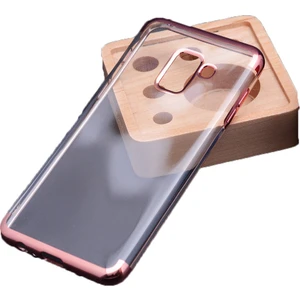 Case 4U Samsung Galaxy A8 Plus Lazer Kaplamalı Şeffaf Silikon Kılıf - Rose Gold