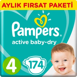 Bebek Bezi Aktif Bebek 4 Beden Maxi Aylık Fırsat Paketi Paket 174 Adet