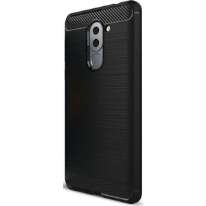 Huawei GR5 2017 Brushed Carbon Fiber Silikon Kılıf + Tempered Cam