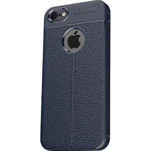 Apple iPhone 6/6S Leather Effect TPU Silikon Kılıf + Tempered Cam