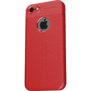 Apple iPhone 6/6S Plus Leather Effect TPU Silikon Kılıf + Tempered Cam
