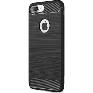 iPhone 8 Plus Brushed Carbon Fiber Silikon Kılıf + Tempered Cam