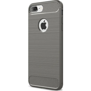 iPhone 8 Plus Brushed Carbon Fiber Silikon Kılıf + Tempered Cam
