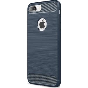 iPhone 8 Plus Brushed Carbon Fiber Silikon Kılıf + Tempered Cam