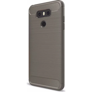 LG G6 Brushed Carbon Fiber Silikon TPU Kılıf + Tempered Glass Cam