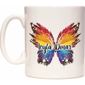 Renkli Kelebek Kişiye İsme Özel Kupa Bardak