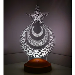 Ayyıldız Hilal 3 Boyutlu Led Lamba