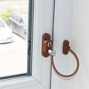 Kablolu Pvc Pencere Emniyet Kilidi Açık Kahve