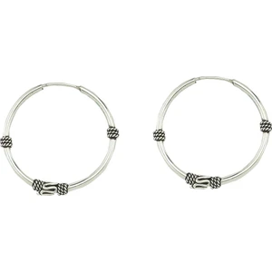 Gümüş 2 Cm Desenli Halka Küpe