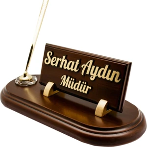 Kabartma Tek Kalemli Ahşap Masa İsimliği