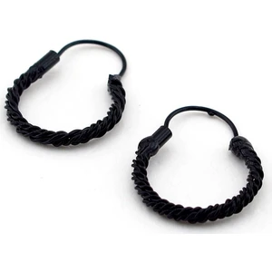 Siyah Burgu Siyah Halat Desenli Çelik Erkek Küpe E510