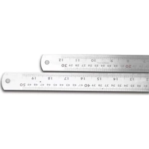 30 cm Kırmızı Çelik Cetvel - Düz Tasarım, Santimetre ve Düyüm Ölçüleri