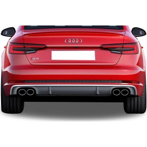 Paşa Tuning Audi A4 B9 2016 Sonrası 4 Çıkışlı S4 Arka Tampon Eki - Difüzör (Plastik)