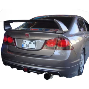 Paşa Tuning Honda Civic FD6 2006 - 2011 Mugen RR Tek Çıkış Arka Tampon Eki - Difüzör (Plastik)