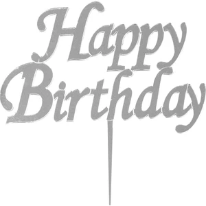 Parti Bulutu Happy Birthday Yazılı Aynalı Gümüş Pleksi