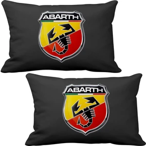 Abarth Egzos Fiat 2 li Lüks Araç Boyun Yastığı Siyah ve Ahşap Logo Anahtarlık