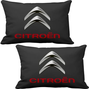 Citroen 2 li Lüks Araç Boyun Yastığı Siyah ve Ahşap Logo Anahtarlık