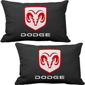 Dodge 2 li Lüks Araç Boyun Yastığı Siyah ve Ahşap Logo Anahtarlık