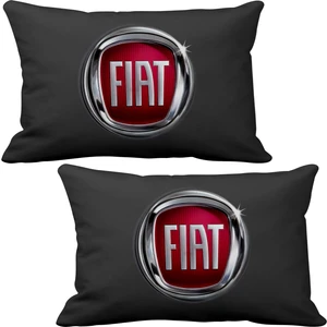 Fiat 2 li Lüks Araç Boyun Yastığı Siyah ve Ahşap Logo Anahtarlık