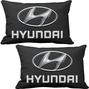 Hyundai 2 li Lüks Araç Boyun Yastığı Siyah ve Ahşap Logo Anahtarlık