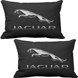 ASR Jaguar 2'li Lüks Araç Boyun Yastığı Siyah ve Ahşap Logo Anahtarlık