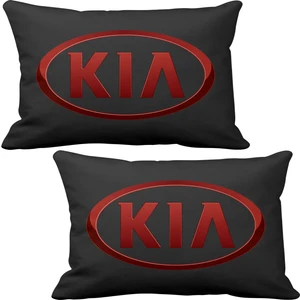 Kia 2 li Lüks Araç Boyun Yastığı Siyah ve Ahşap Logo Anahtarlık
