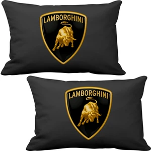 Lamborghini 2 li Lüks Araç Boyun Yastığı Siyah ve Ahşap Logo Anahtarlık