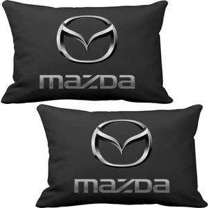 Mazda 2 li Lüks Araç Boyun Yastığı Siyah ve Ahşap Logo Anahtarlık