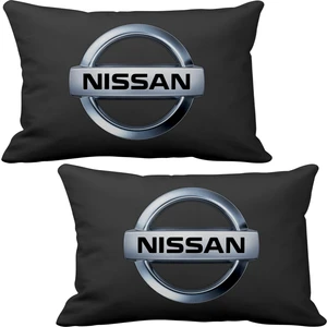 Nissan 2 li Lüks Araç Boyun Yastığı Siyah ve Ahşap Logo Anahtarlık