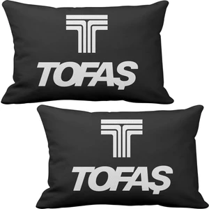 Tofaş 2 li Lüks Araç Boyun Yastığı Siyah ve Ahşap Logo Anahtarlık