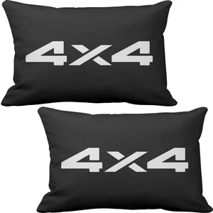 ASR 4x4 2'li Lüks Araç Boyun Yastığı Siyah ve Ahşap Logo Anahtarlık
