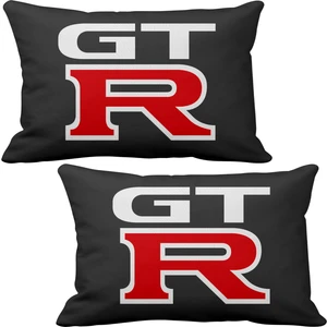 ASR GTR GT-R 2'li Lüks Araç Boyun Yastığı Siyah ve Ahşap Logo Anahtarlık