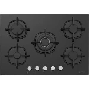 Ankastre Gazlı Ocak 5 Gözü Siyah Cam Tasarım 75 cm Güçlü 3800 W Wok Gözü ile