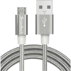 2.0 A Micro USB İp Örgü Metal Data Şarj Kablosu Gri
