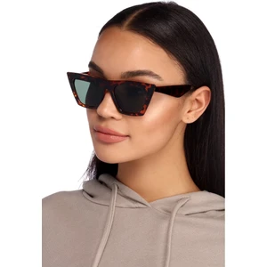 Designer Kahverengi Degrade Camlı Cat Eye Köşeli Bayan Güneş Gözlüğü Leopar