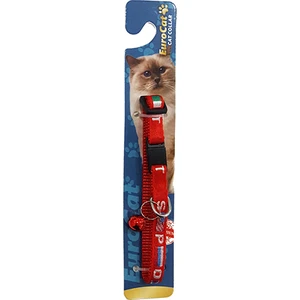 Eurocat Bayrak Desenli Çıngıraklı Kedi Boyun Tasması Kırmızı