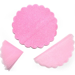 Yuvarlak Karlı Tül Süsleme ve Kavanoz Kesesi 100lü Pembe