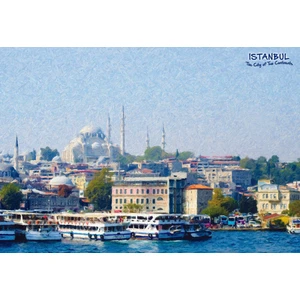 Yapışkanlı Pano/İstanbul, Kız Kulesi 33X48 Cm.