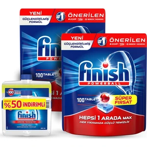 Hepsi Bir Arada 200 Tablet Bulaşık Makinesi Deterjanı (100X2)+ Makine Temizleyici 2X250 ml