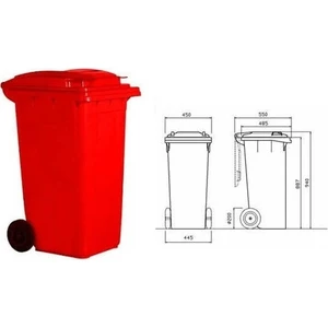 Çöp Konteyneri 120 lt Tekerlekli A+ Kalite Isıya Karşı Dayanıklı - Turuncu Çöp Kovası