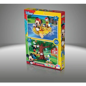 Mickey Mouse Puzzle (Yapboz) 2'si 1 arada (12+24 Parça)