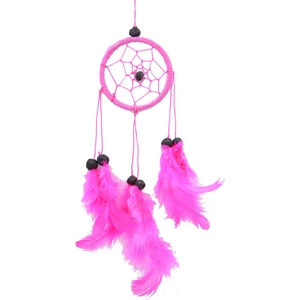 Araba Süsü Tüylü Pembe Mini Rüya Kapanı / Düş Kapanı / Dreamcatcher - 6 cm