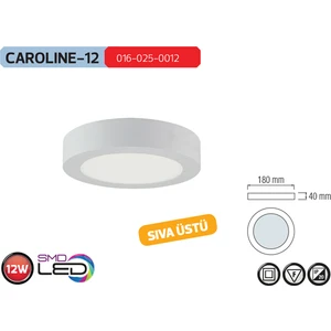 Caroline 12 6000K Beyaz Işık 12W Beyaz Sıva Üstü Panel