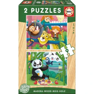 Educa Puzzle Zoo Animals 2 X 9 Parça Ahşap Puzzle
