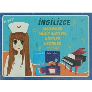 İngilizce Meslekler Müzik Aletleri Giysiler Nesneler 48 Parça Puzzle