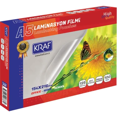 Kraf Laminasyon Filmi Parlak A5 125Mıc 100Lü