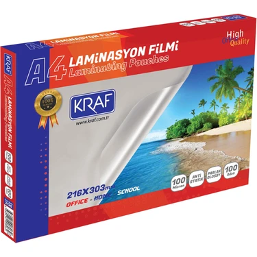 Kraf Laminasyon Filmi Parlak A4 100 Mic 100lü