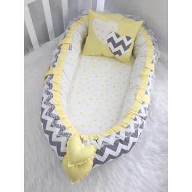 Jaju Baby Babynest Gri Zigzaglı Sarı Yıldızlı Lüx Baby