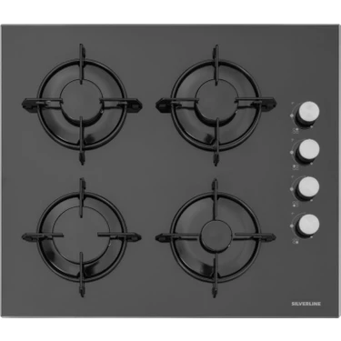 Silverline CS5349B01 60 CM Ankastre Cam Ocak 4 Gözlü Gazlı Kullanım Kolaylığı ile Şık