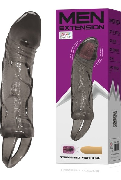 Pretty Titreşimli Penis Kılıfı 5 cm Dolgulu Uzatmalı Prezervatif Vibratör